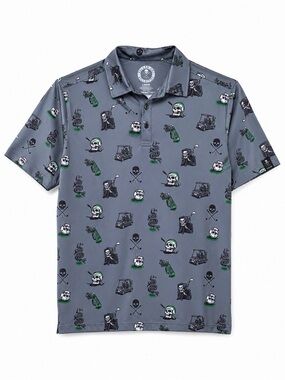 NWT Sullen Art Collective Golf Death  Gray Skull Performance Polo Shirt Large